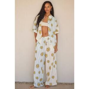LouLou Avenue Linen Pull-On Wide-Leg Trousers - XS Off White